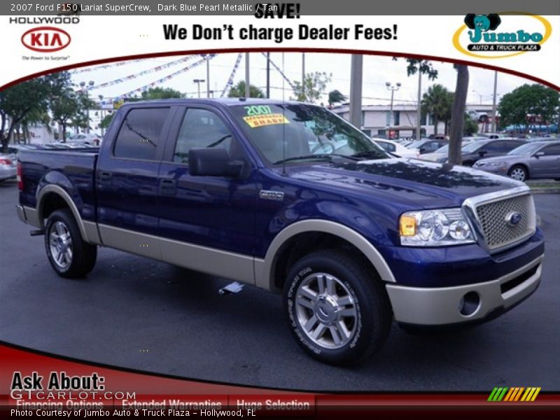 Dark Blue Pearl Metallic / Tan 2007 Ford F150 Lariat SuperCrew