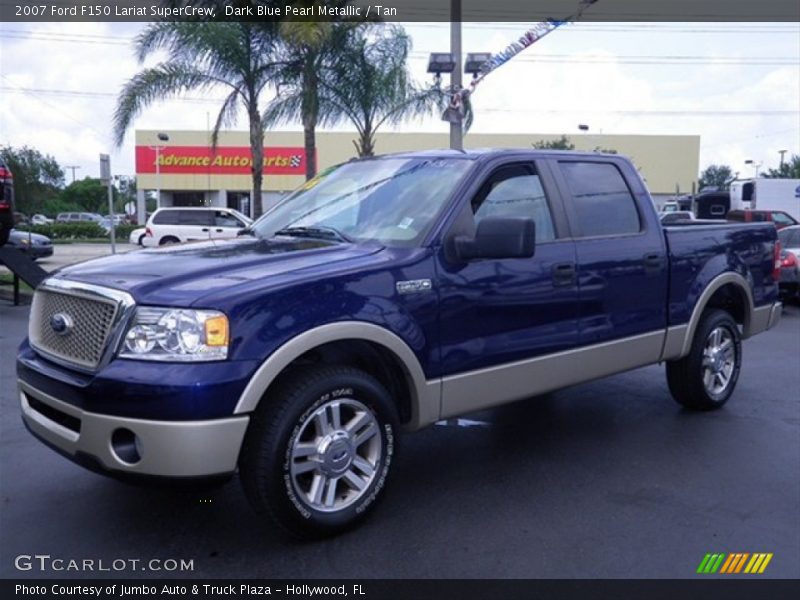 Dark Blue Pearl Metallic / Tan 2007 Ford F150 Lariat SuperCrew
