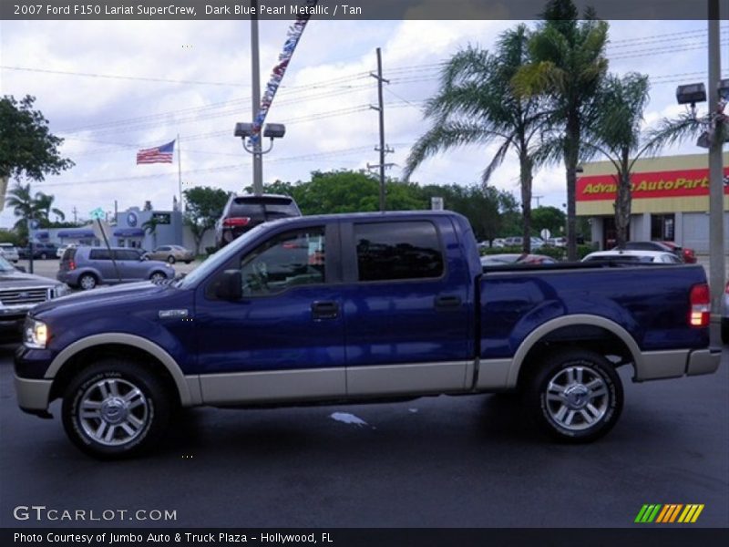 Dark Blue Pearl Metallic / Tan 2007 Ford F150 Lariat SuperCrew