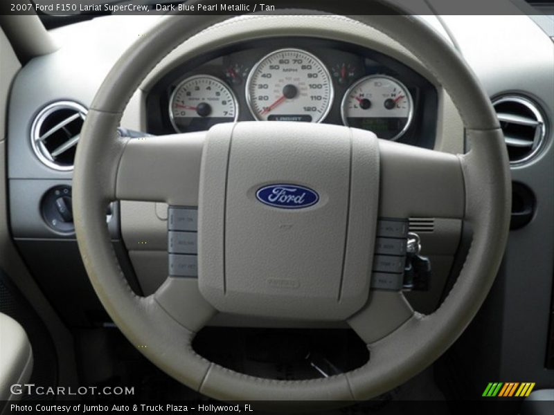 Dark Blue Pearl Metallic / Tan 2007 Ford F150 Lariat SuperCrew