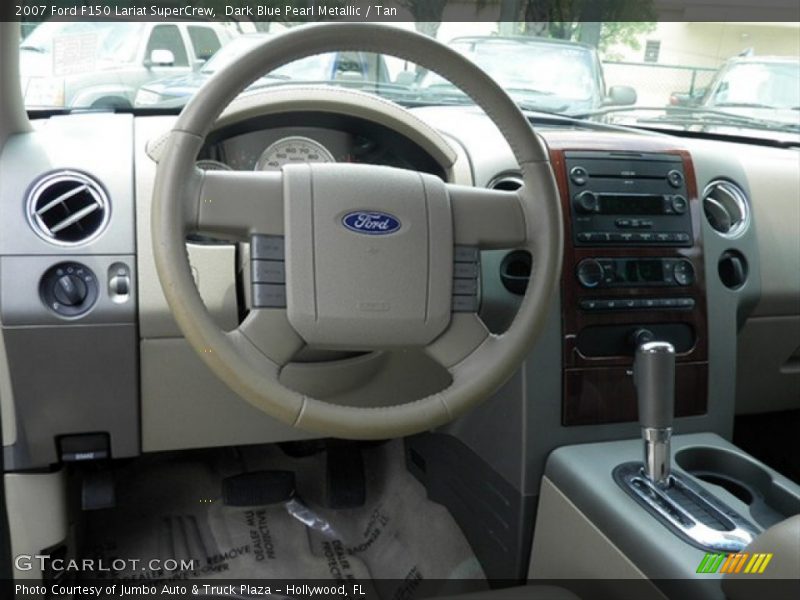 Dark Blue Pearl Metallic / Tan 2007 Ford F150 Lariat SuperCrew