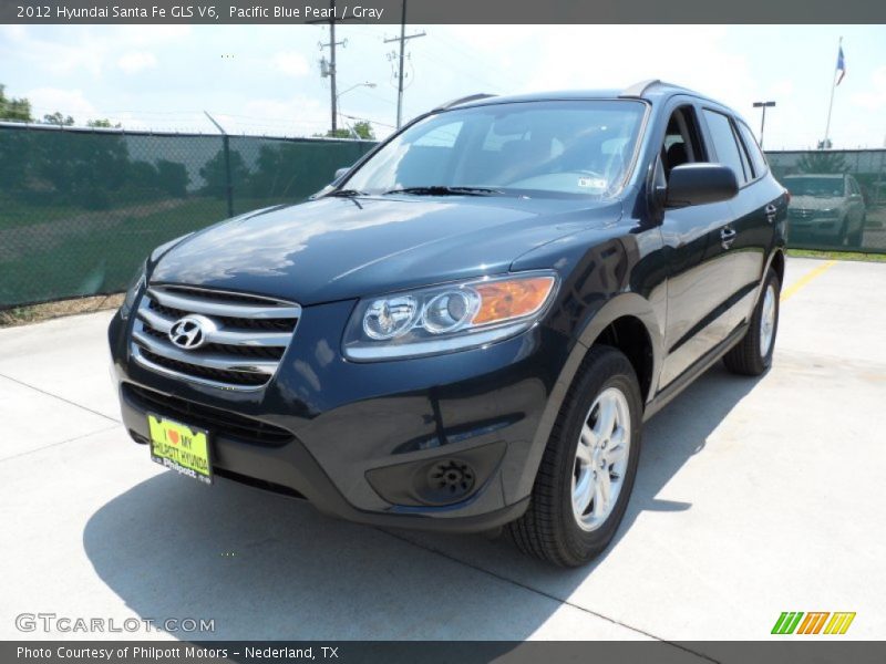 Pacific Blue Pearl / Gray 2012 Hyundai Santa Fe GLS V6