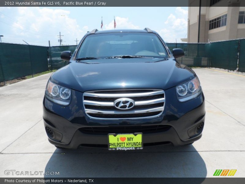 Pacific Blue Pearl / Gray 2012 Hyundai Santa Fe GLS V6