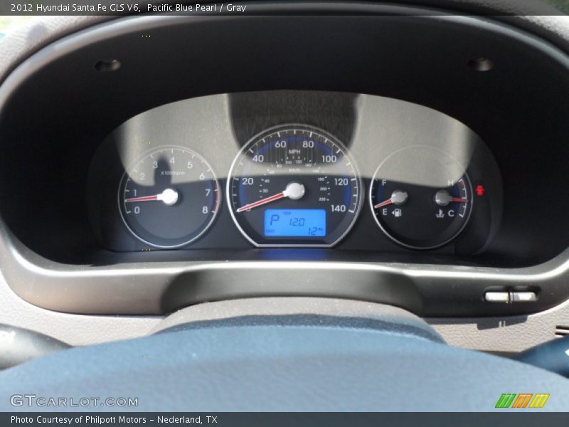 Pacific Blue Pearl / Gray 2012 Hyundai Santa Fe GLS V6