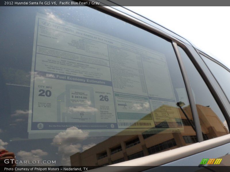 Pacific Blue Pearl / Gray 2012 Hyundai Santa Fe GLS V6