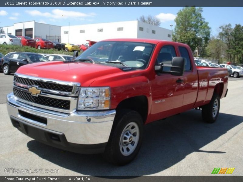 Victory Red / Dark Titanium 2011 Chevrolet Silverado 3500HD Extended Cab 4x4