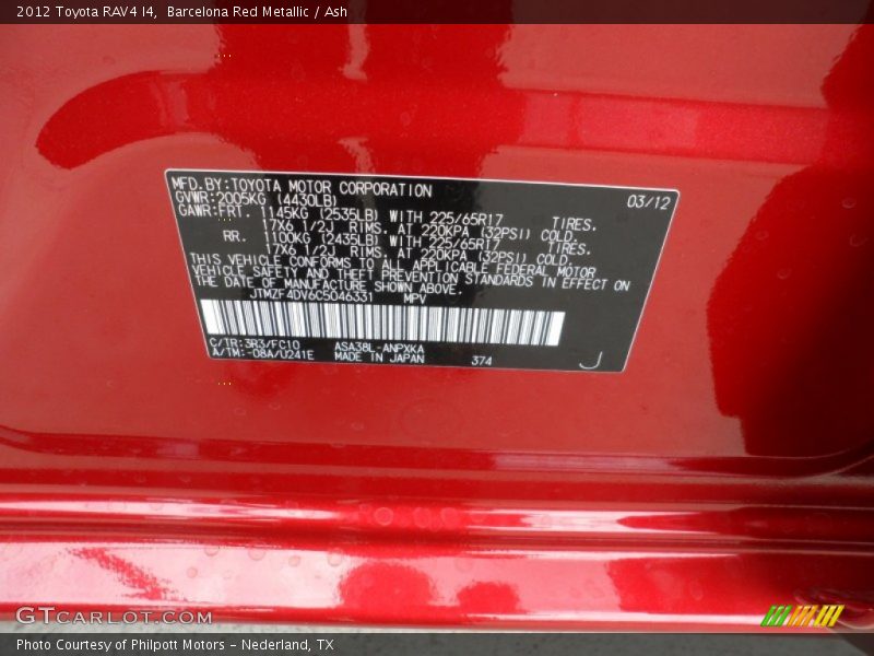 Barcelona Red Metallic / Ash 2012 Toyota RAV4 I4