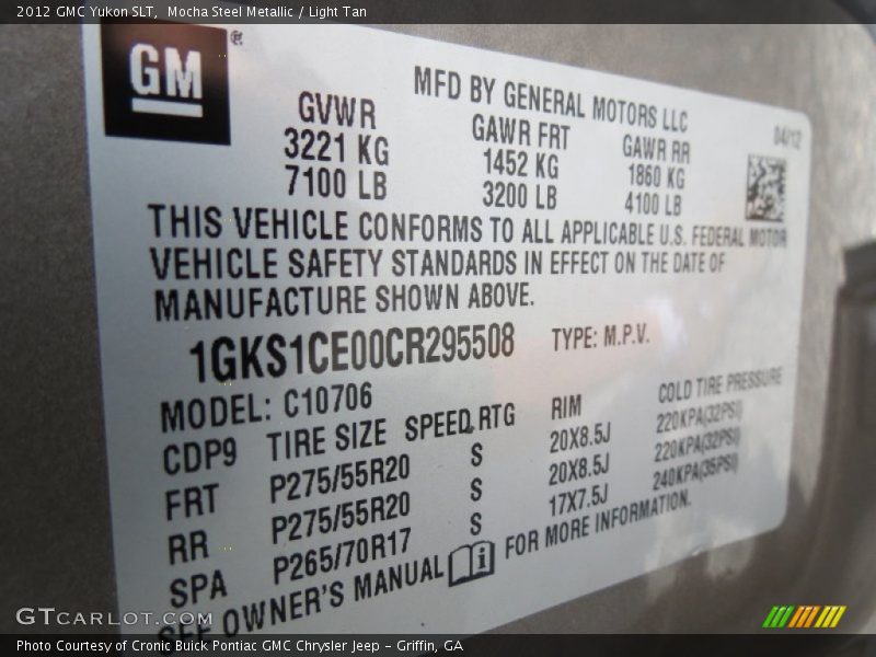 Mocha Steel Metallic / Light Tan 2012 GMC Yukon SLT