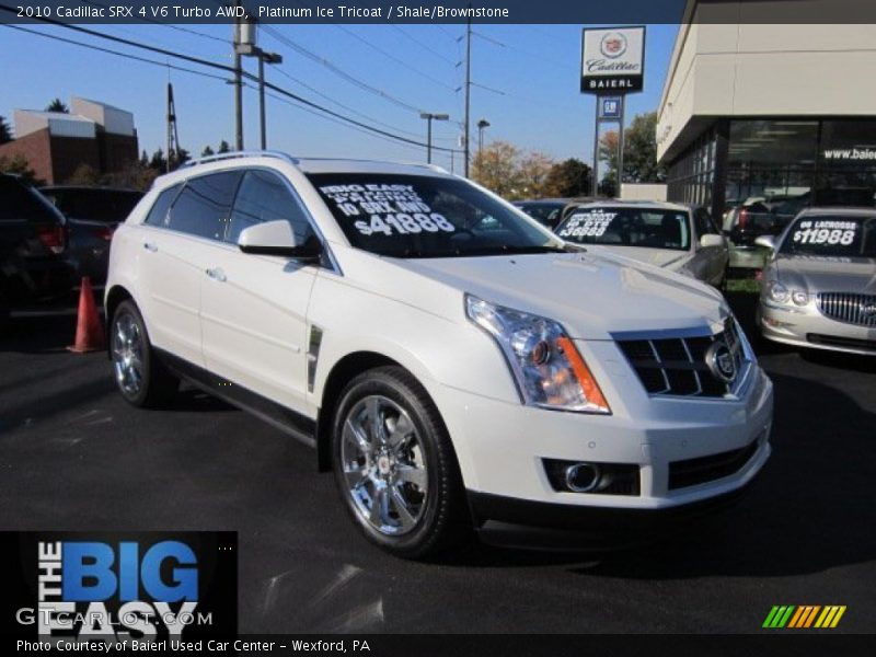 Platinum Ice Tricoat / Shale/Brownstone 2010 Cadillac SRX 4 V6 Turbo AWD