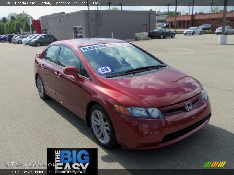 Habanero Red Pearl / Black 2008 Honda Civic Si Sedan