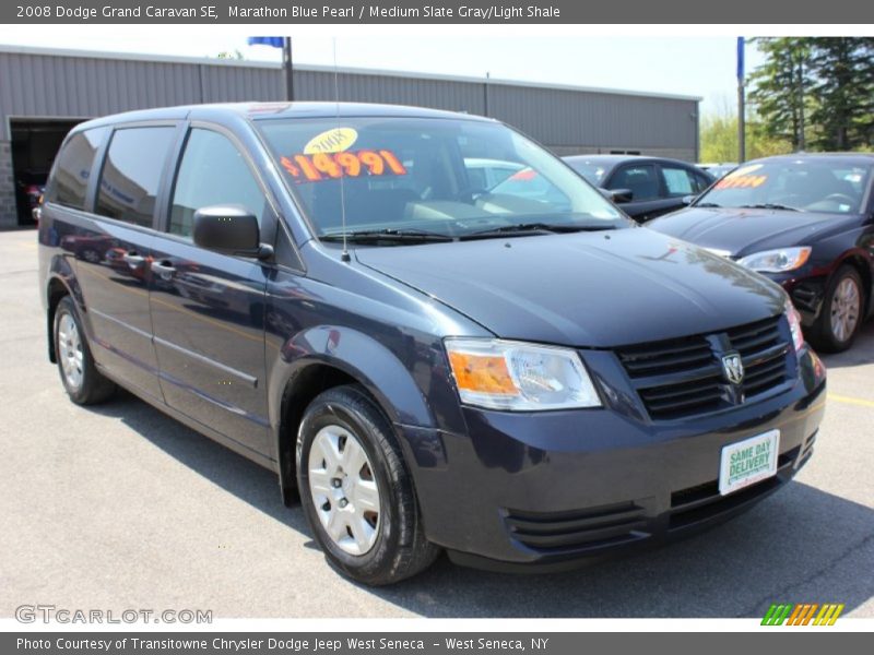 Marathon Blue Pearl / Medium Slate Gray/Light Shale 2008 Dodge Grand Caravan SE