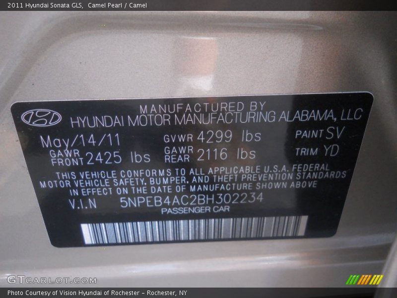Camel Pearl / Camel 2011 Hyundai Sonata GLS