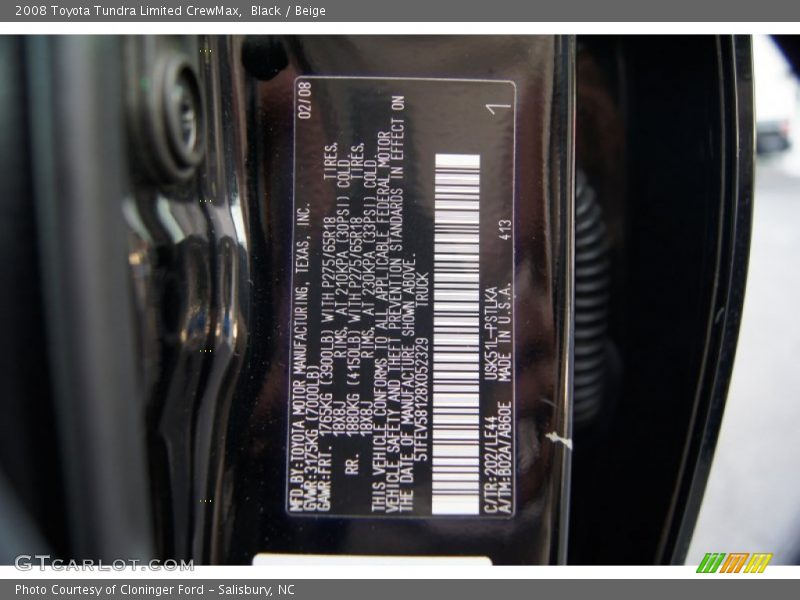 2008 Tundra Limited CrewMax Black Color Code 202