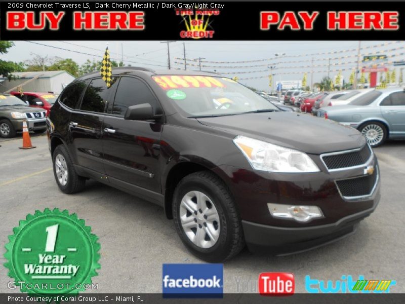 Dark Cherry Metallic / Dark Gray/Light Gray 2009 Chevrolet Traverse LS