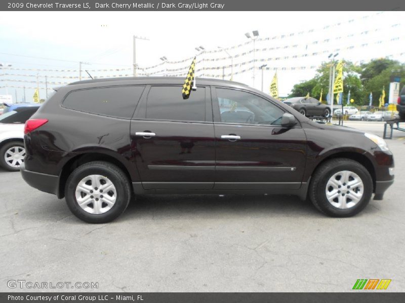 Dark Cherry Metallic / Dark Gray/Light Gray 2009 Chevrolet Traverse LS