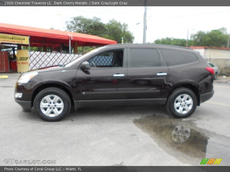 Dark Cherry Metallic / Dark Gray/Light Gray 2009 Chevrolet Traverse LS