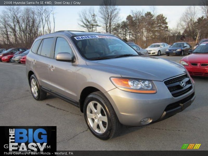 Steel Gray / Gray 2008 Hyundai Santa Fe SE 4WD