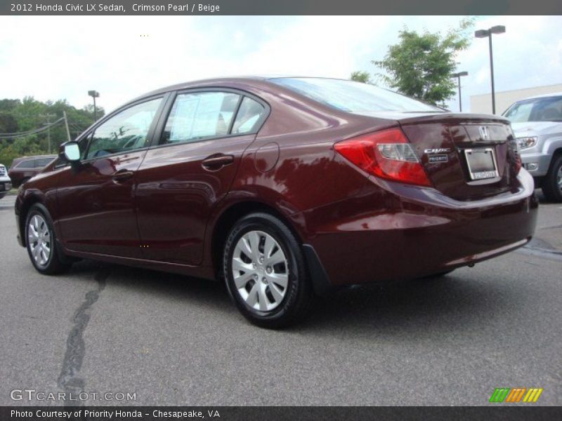Crimson Pearl / Beige 2012 Honda Civic LX Sedan