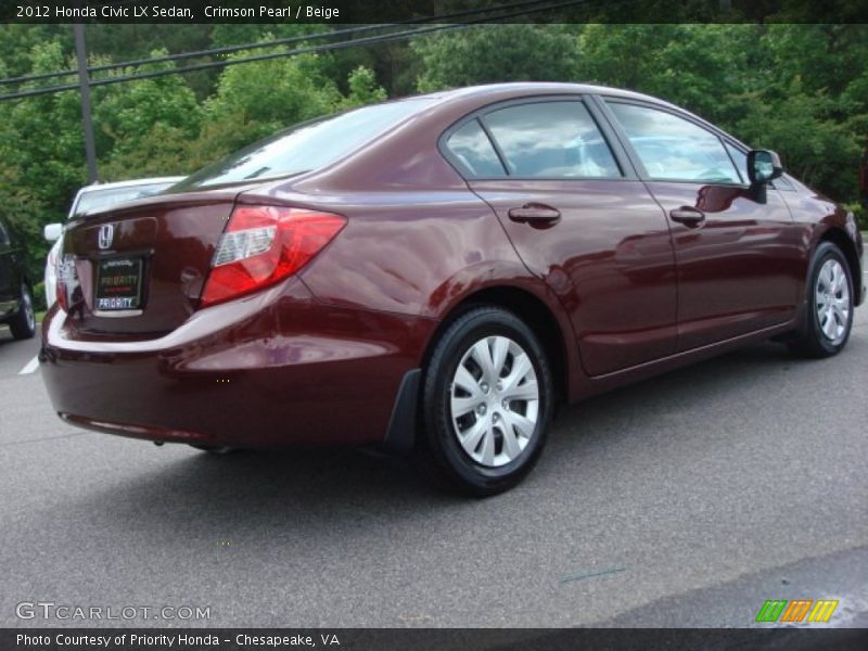 Crimson Pearl / Beige 2012 Honda Civic LX Sedan