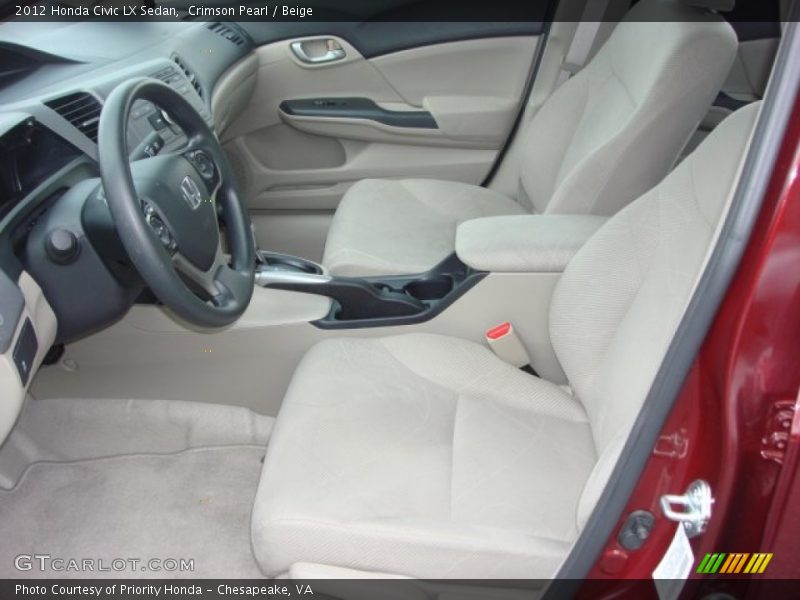 Crimson Pearl / Beige 2012 Honda Civic LX Sedan