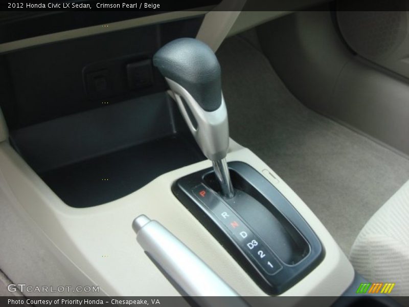 Crimson Pearl / Beige 2012 Honda Civic LX Sedan