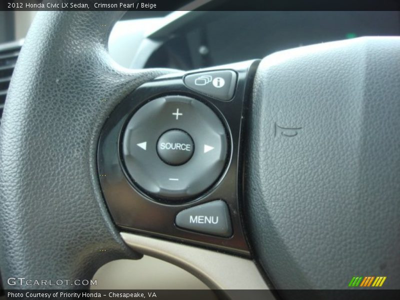 Crimson Pearl / Beige 2012 Honda Civic LX Sedan