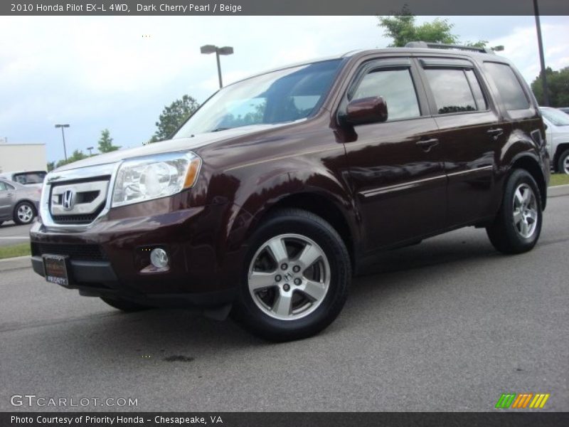 Dark Cherry Pearl / Beige 2010 Honda Pilot EX-L 4WD