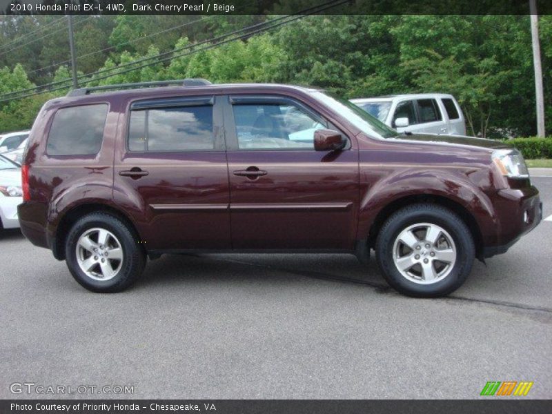 Dark Cherry Pearl / Beige 2010 Honda Pilot EX-L 4WD