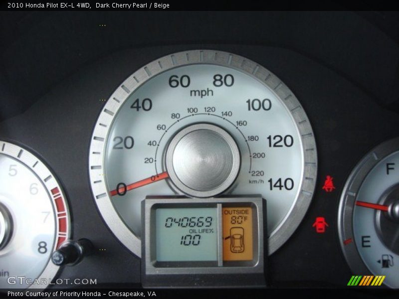 Dark Cherry Pearl / Beige 2010 Honda Pilot EX-L 4WD