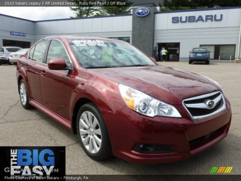 Ruby Red Pearl / Off Black 2010 Subaru Legacy 3.6R Limited Sedan