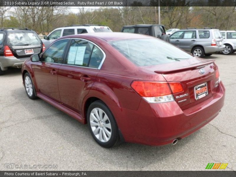 Ruby Red Pearl / Off Black 2010 Subaru Legacy 3.6R Limited Sedan