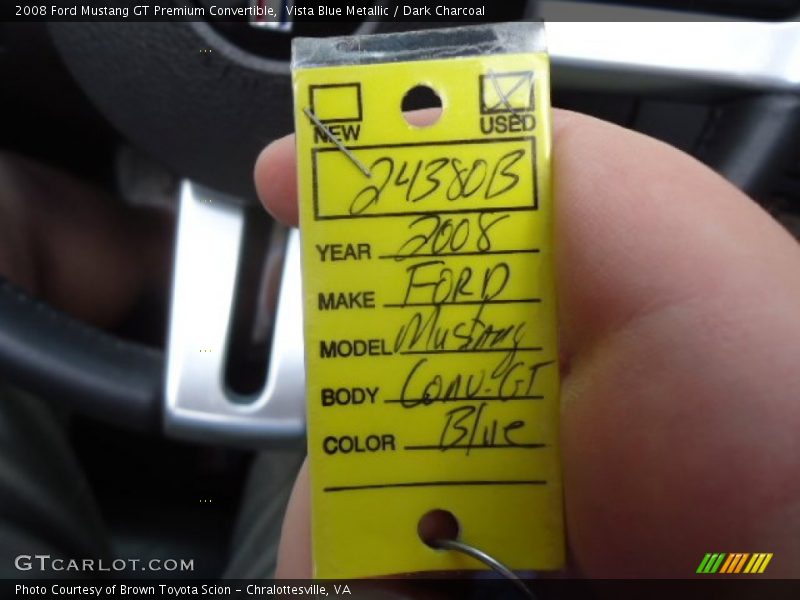 Vista Blue Metallic / Dark Charcoal 2008 Ford Mustang GT Premium Convertible