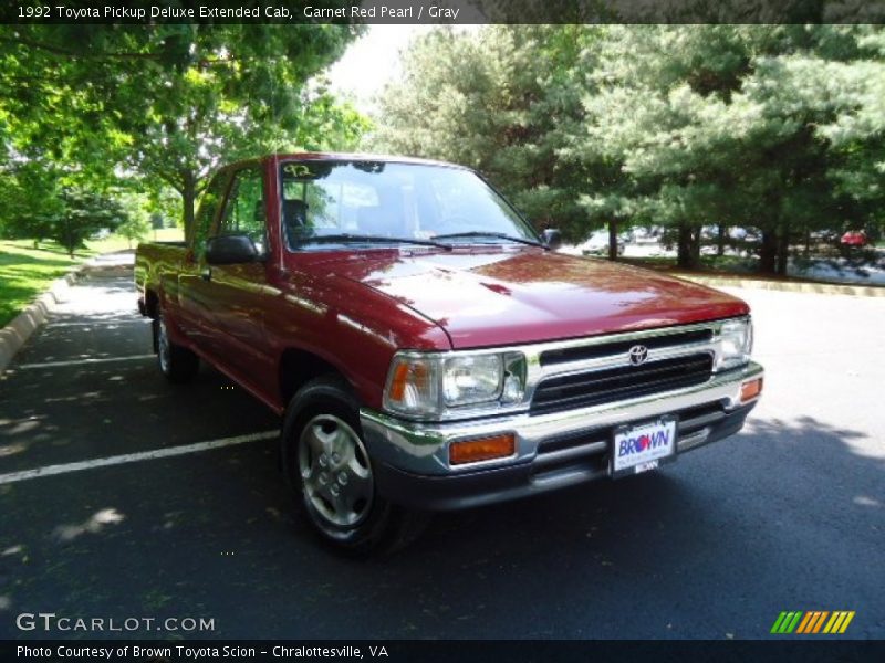 Garnet Red Pearl / Gray 1992 Toyota Pickup Deluxe Extended Cab