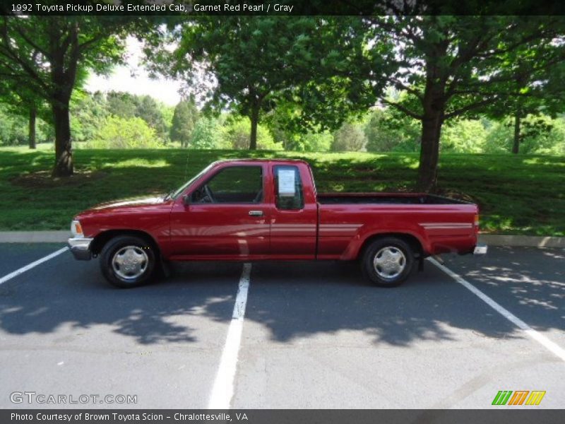 Garnet Red Pearl / Gray 1992 Toyota Pickup Deluxe Extended Cab