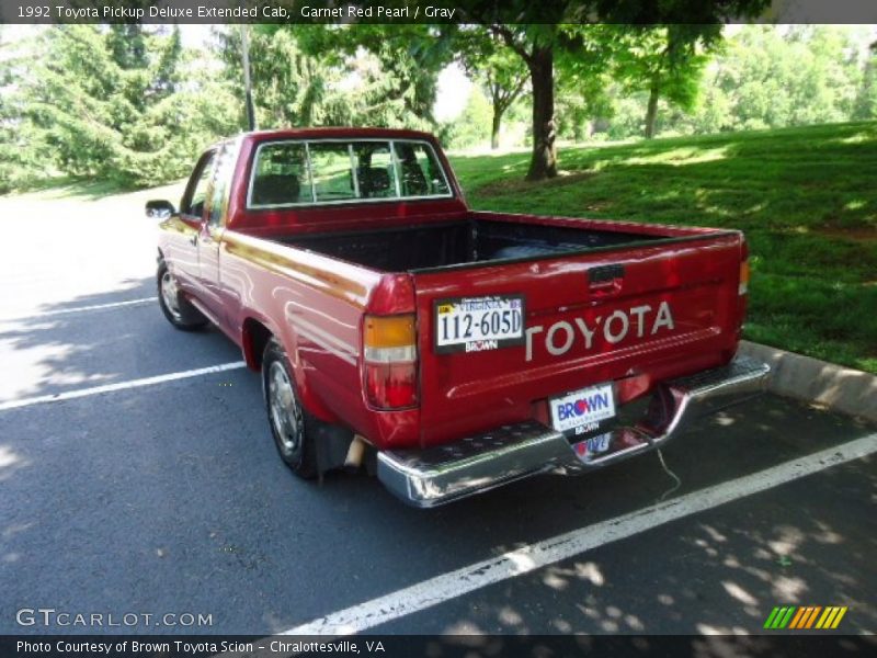 Garnet Red Pearl / Gray 1992 Toyota Pickup Deluxe Extended Cab