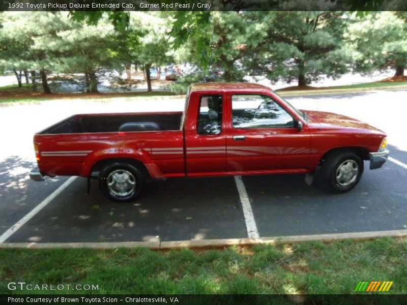Garnet Red Pearl / Gray 1992 Toyota Pickup Deluxe Extended Cab