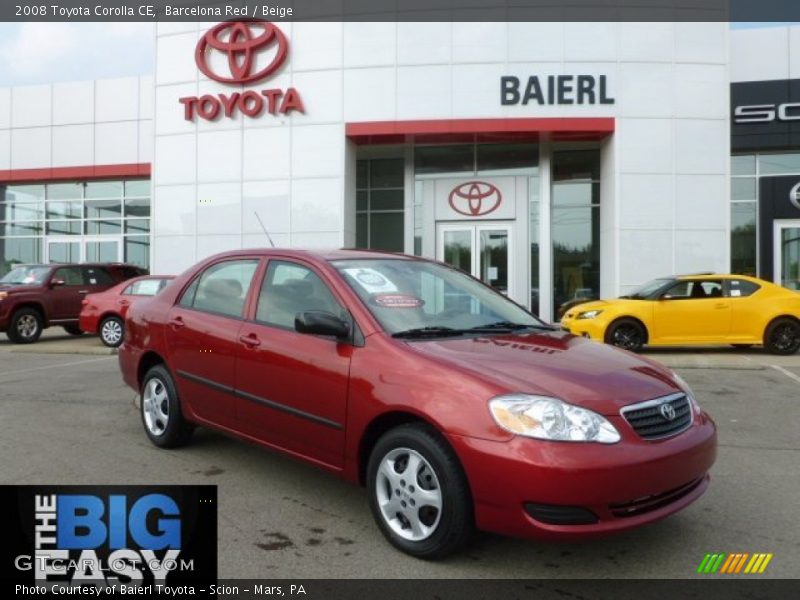 Barcelona Red / Beige 2008 Toyota Corolla CE