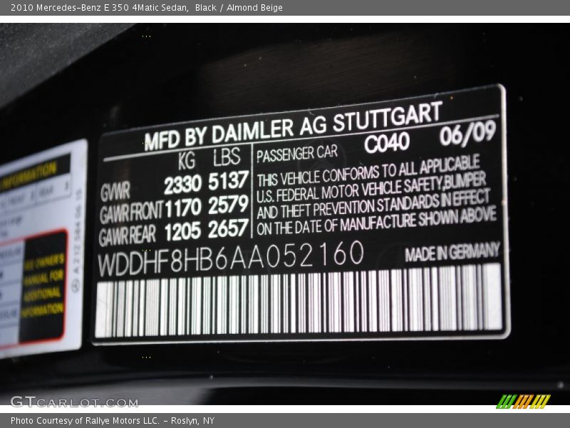 Black / Almond Beige 2010 Mercedes-Benz E 350 4Matic Sedan