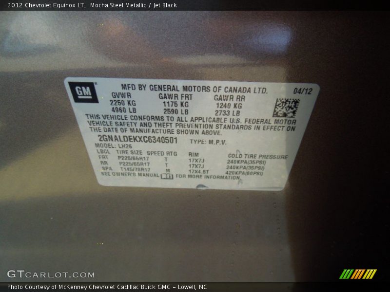 Mocha Steel Metallic / Jet Black 2012 Chevrolet Equinox LT