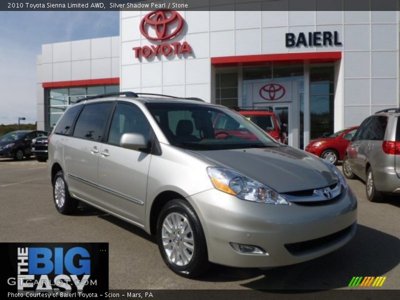 Silver Shadow Pearl / Stone 2010 Toyota Sienna Limited AWD