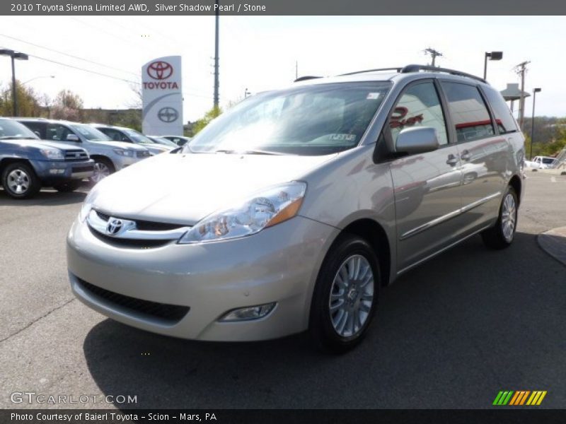 Silver Shadow Pearl / Stone 2010 Toyota Sienna Limited AWD