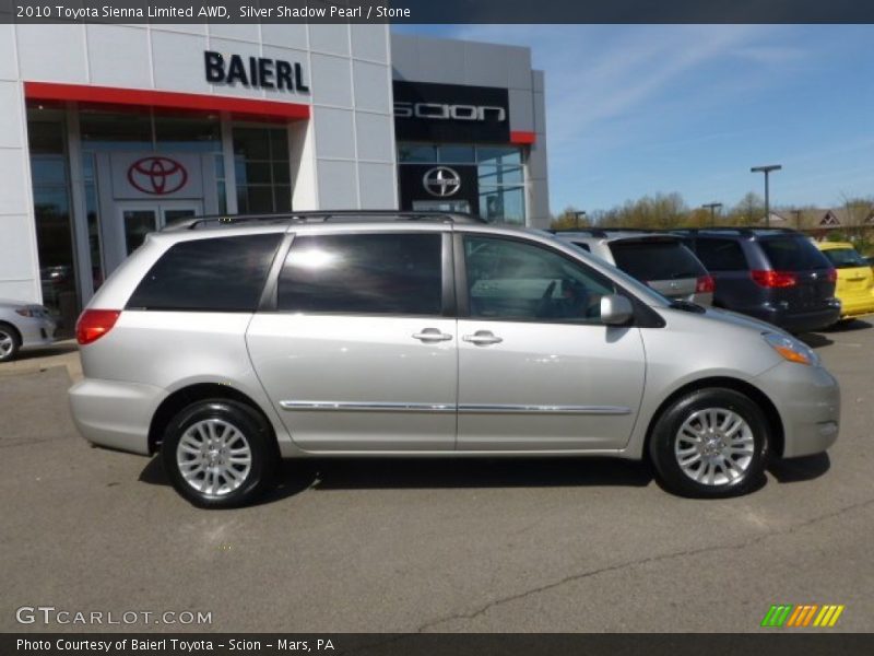 Silver Shadow Pearl / Stone 2010 Toyota Sienna Limited AWD
