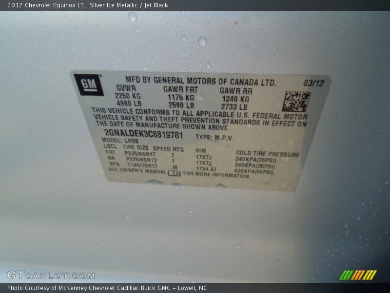 Silver Ice Metallic / Jet Black 2012 Chevrolet Equinox LT