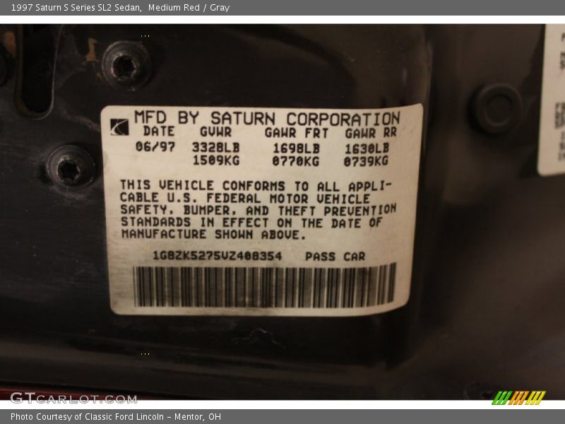 Medium Red / Gray 1997 Saturn S Series SL2 Sedan