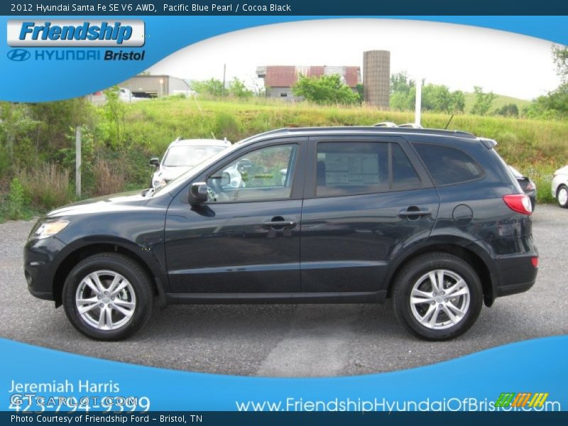 Pacific Blue Pearl / Cocoa Black 2012 Hyundai Santa Fe SE V6 AWD