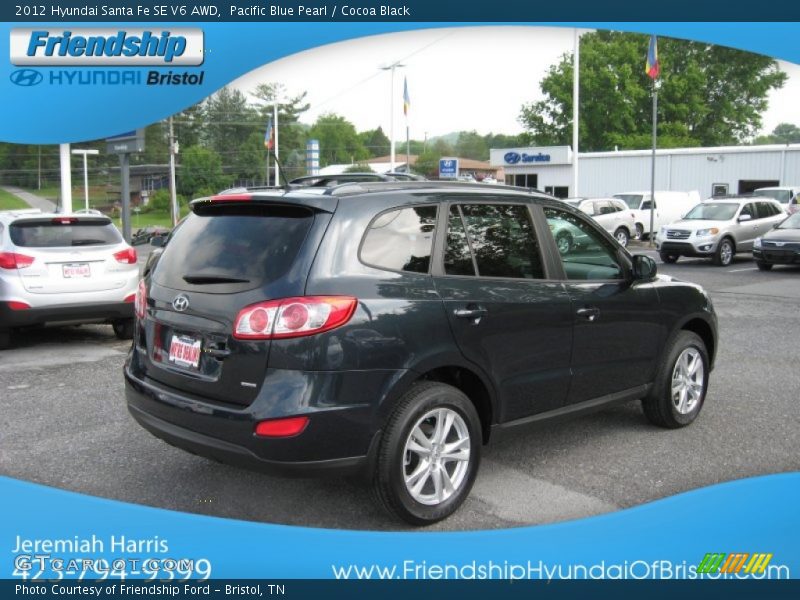 Pacific Blue Pearl / Cocoa Black 2012 Hyundai Santa Fe SE V6 AWD