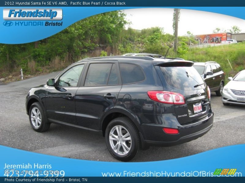 Pacific Blue Pearl / Cocoa Black 2012 Hyundai Santa Fe SE V6 AWD