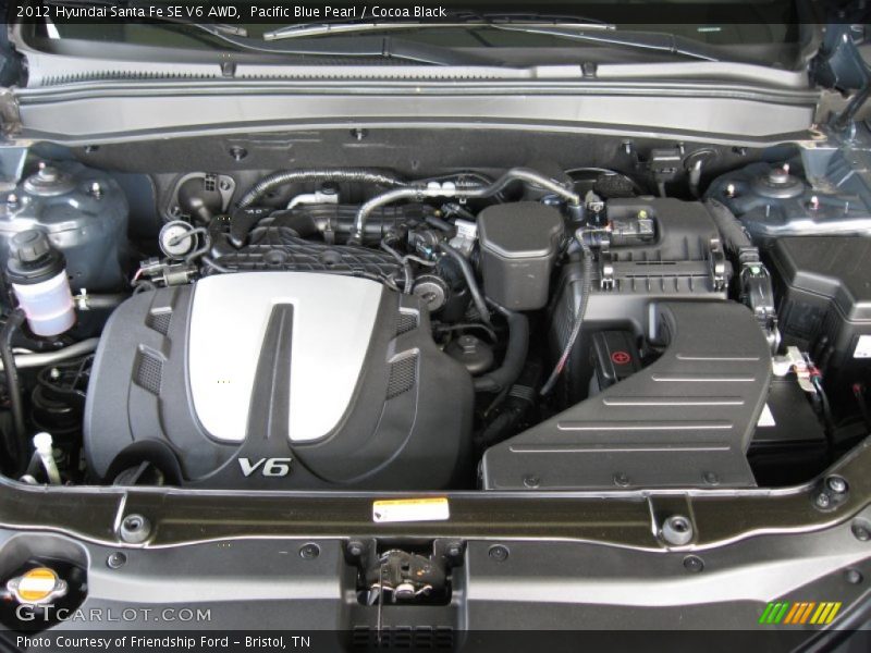 Pacific Blue Pearl / Cocoa Black 2012 Hyundai Santa Fe SE V6 AWD