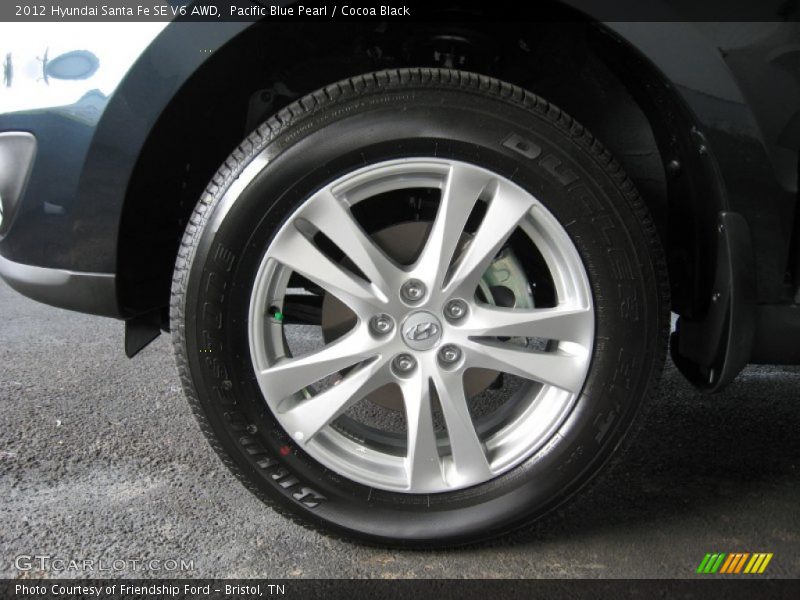 Pacific Blue Pearl / Cocoa Black 2012 Hyundai Santa Fe SE V6 AWD