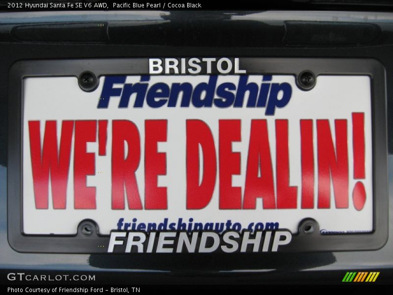 Pacific Blue Pearl / Cocoa Black 2012 Hyundai Santa Fe SE V6 AWD